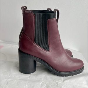 Faux Leather Maroon Ankle Booties